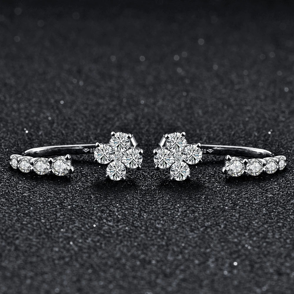 VVS 1 D Color Moissanite Stud Earrings | 925 Sterling Silver.