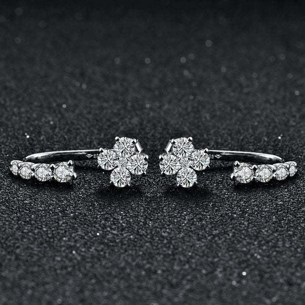 VVS 1 D Color Moissanite Stud Earrings | 925 Sterling Silver.