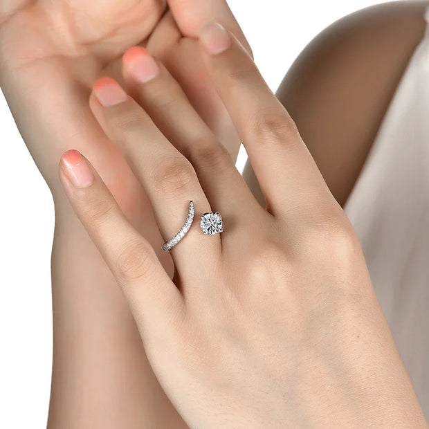 1CT VVS1 D Color Moissanite Adjustable Ring.