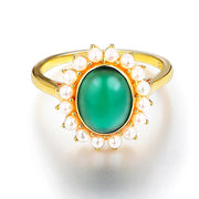 Emerald Pear 18K Yellow Gold Plated Ring.