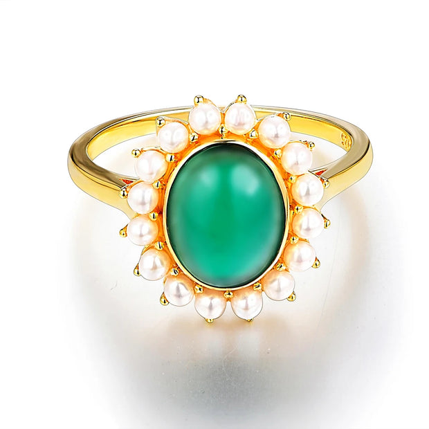 Emerald Pear 18K Yellow Gold Plated Ring.