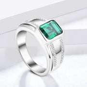 VVS1 Lab Grown Emerald Gemstone Ring | 925 Sterling Silver.