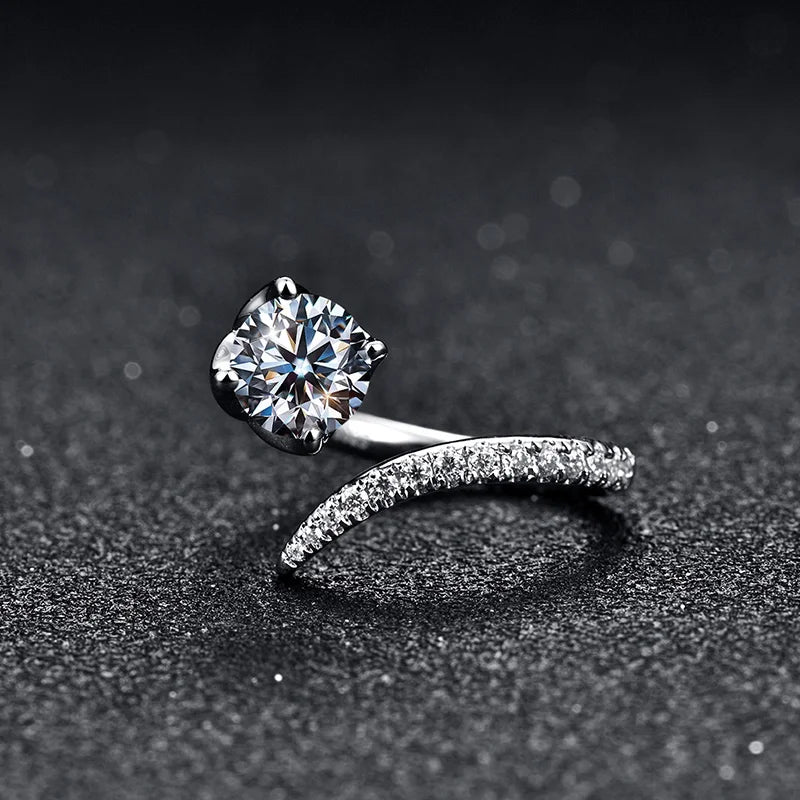 1CT VVS1 D Color Moissanite Adjustable Ring.