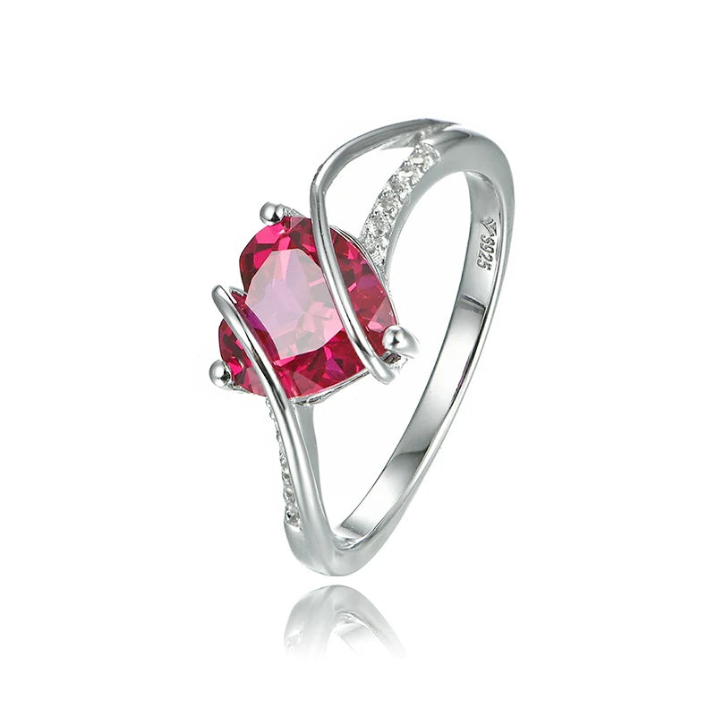 VVS1 D Color Heart Shape Ruby Promise Ring – 2.5 Carats.
