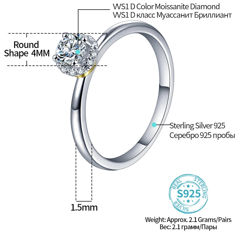 VVS 1 0.34CT Moissanite Ring | 925 Sterling Silver.