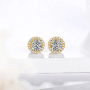 1 Carat Moissanite VVS1 D Color Stud Earrings | 18K Gold Plated.