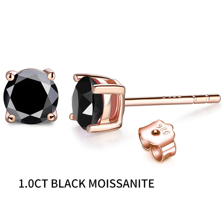 1CT VVS1 Plated Moissanite Stud Earrings | 18K Rose Gold.