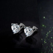 Heart Moissanite Diamond Earrings 925 Sterling Silver.