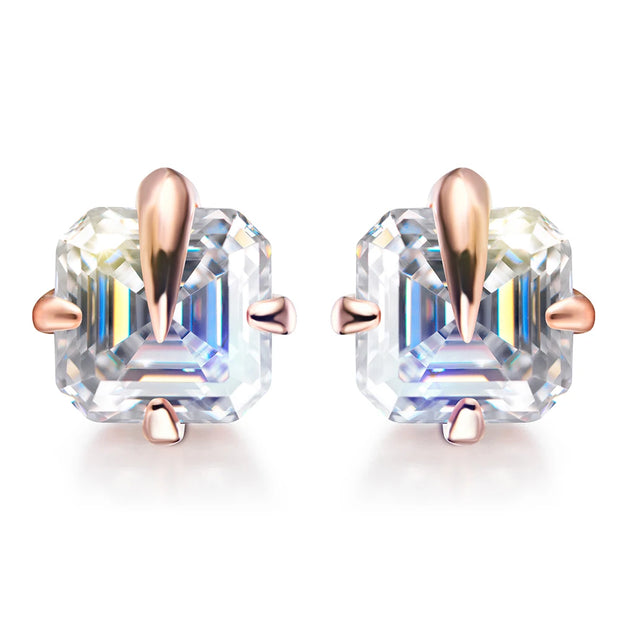 0.8 CT Asscher Cut Moissanite Stud Earrings | S925.