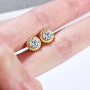 1 Carat Moissanite VVS1 D Color Stud Earrings | 18K Gold Plated.