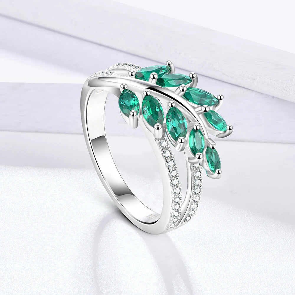 VVS1 D Color Lab Grown Emerald Ring | S925.
