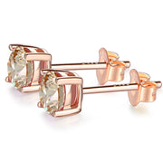 1CT VVS1 Plated Moissanite Stud Earrings | 18K Rose Gold.