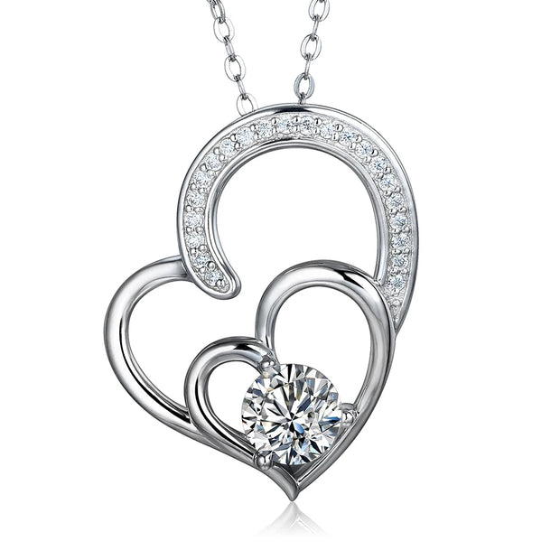 6MM Heart Shaped Moissanite Pendant Necklace | Round Cut.