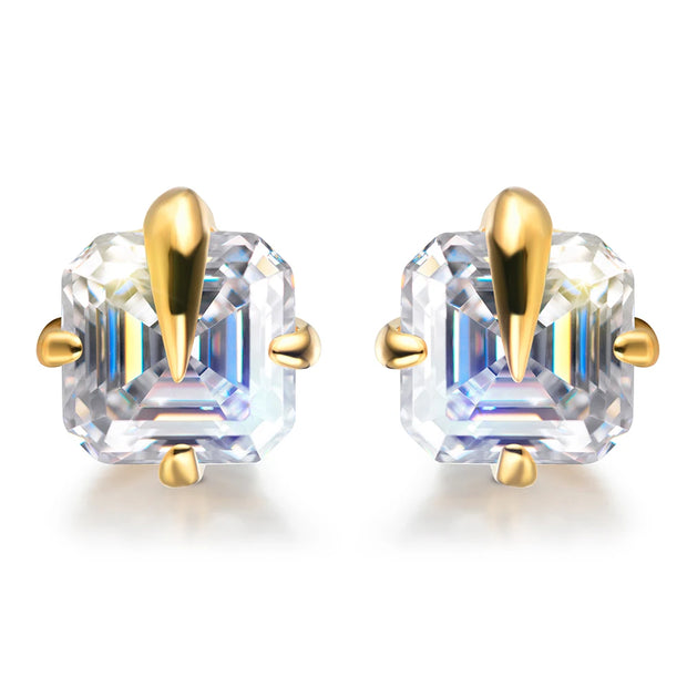 0.8 CT Asscher Cut Moissanite Stud Earrings | S925.