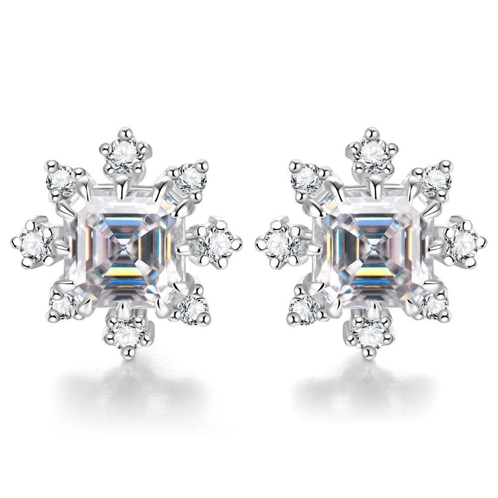 VVS1 D Color Multi-stone Moissanite Ear Studs | S925.
