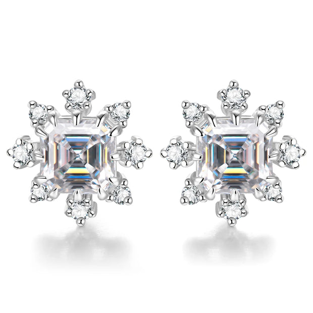 VVS1 D Color Multi-stone Moissanite Ear Studs | S925.