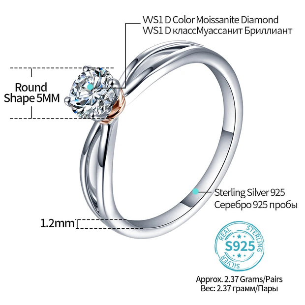 0.5CT Round Cut Moissanite Promise Ring.