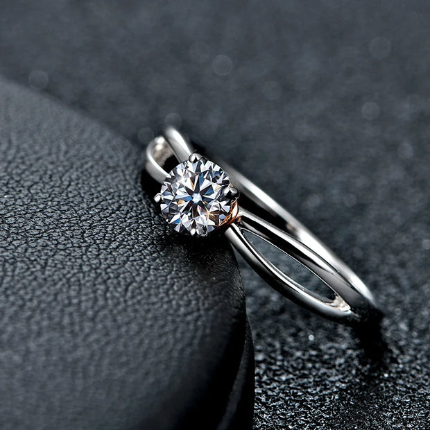 0.5CT Round Cut Moissanite Promise Ring.