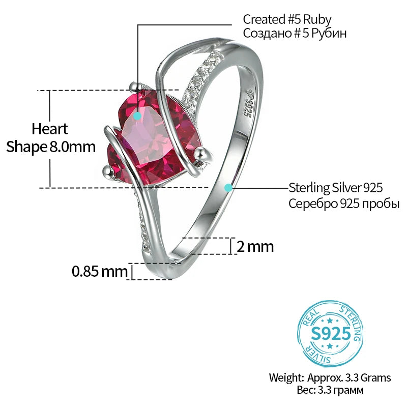 VVS1 D Color Heart Shape Ruby Promise Ring – 2.5 Carats.