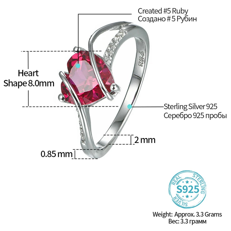 VVS1 D Color Heart Shape Ruby Promise Ring – 2.5 Carats.
