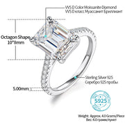 3.0CT VVS1 D Color Emerald Cut Moissanite Engagement Ring.