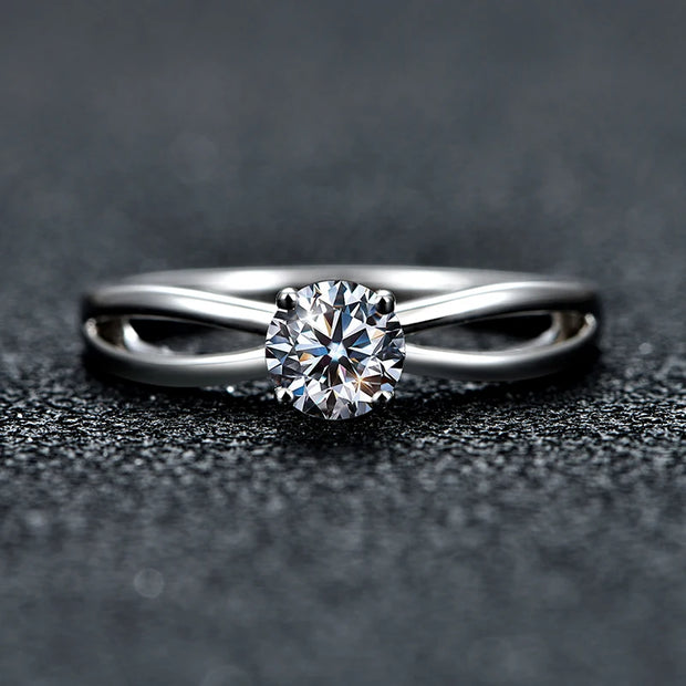 0.5CT Round Cut Moissanite Promise Ring.