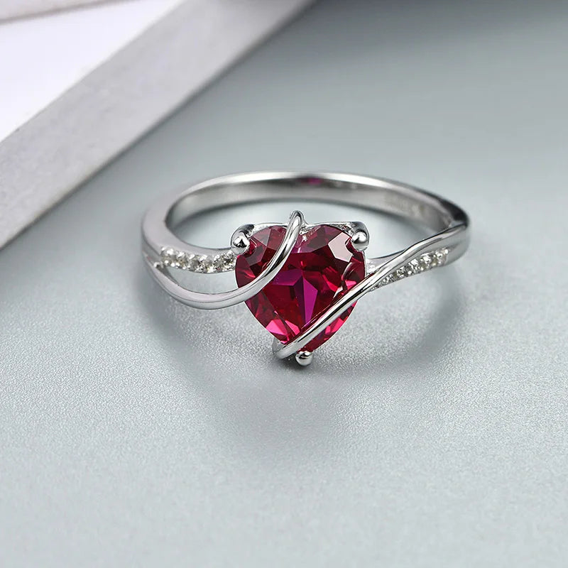 VVS1 D Color Heart Shape Ruby Promise Ring – 2.5 Carats.