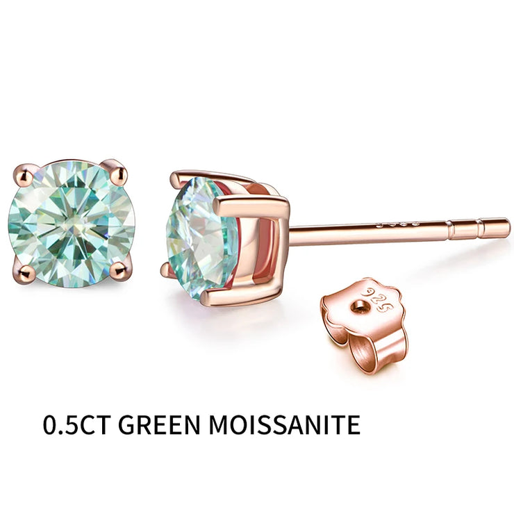 1CT VVS1 Plated Moissanite Stud Earrings | 18K Rose Gold.