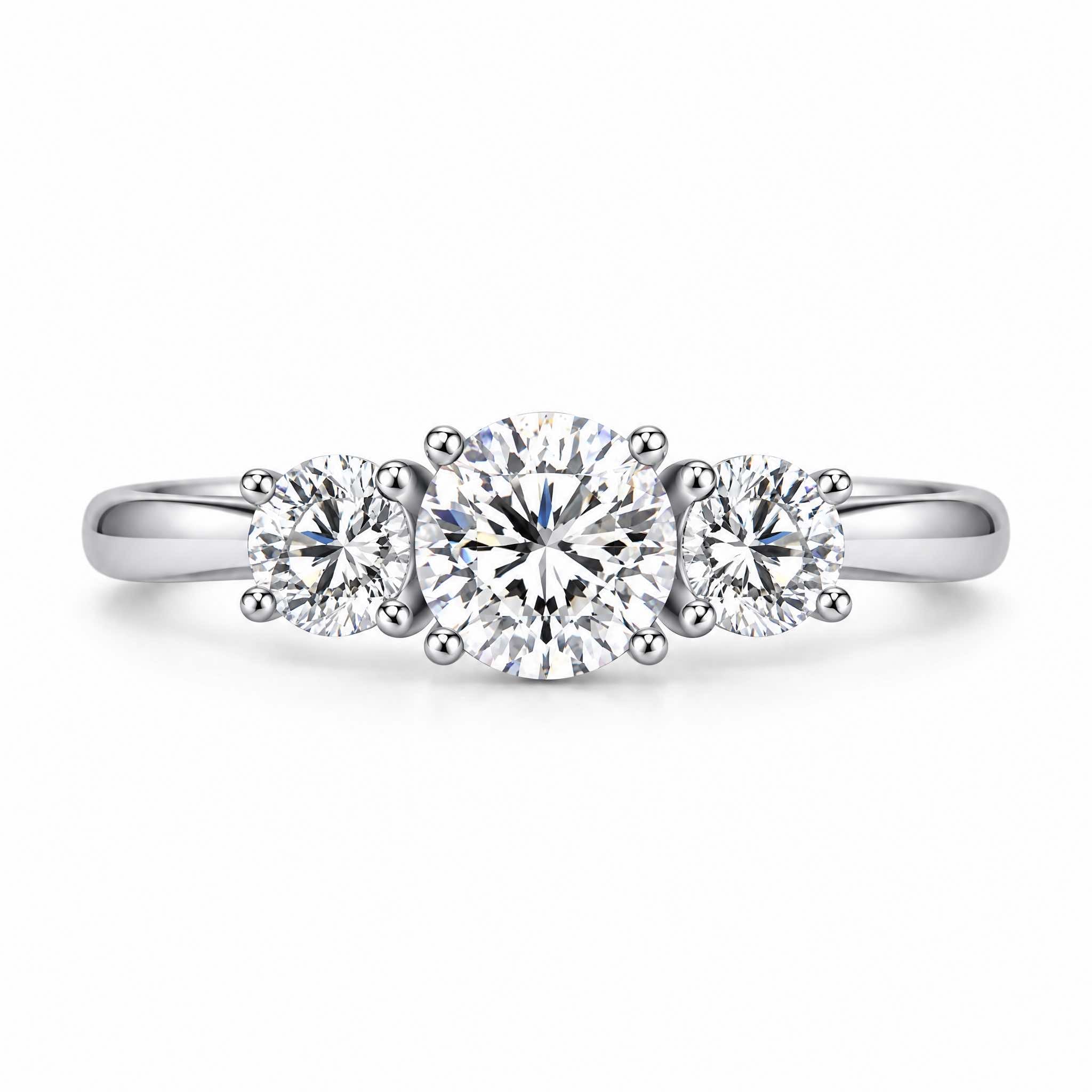 2 CT D Color Brilliant Cut Moissanite Promise Ring