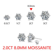 1.0-3.0 Carat Brilliant Cut Moissanite Stud Earrings | S925