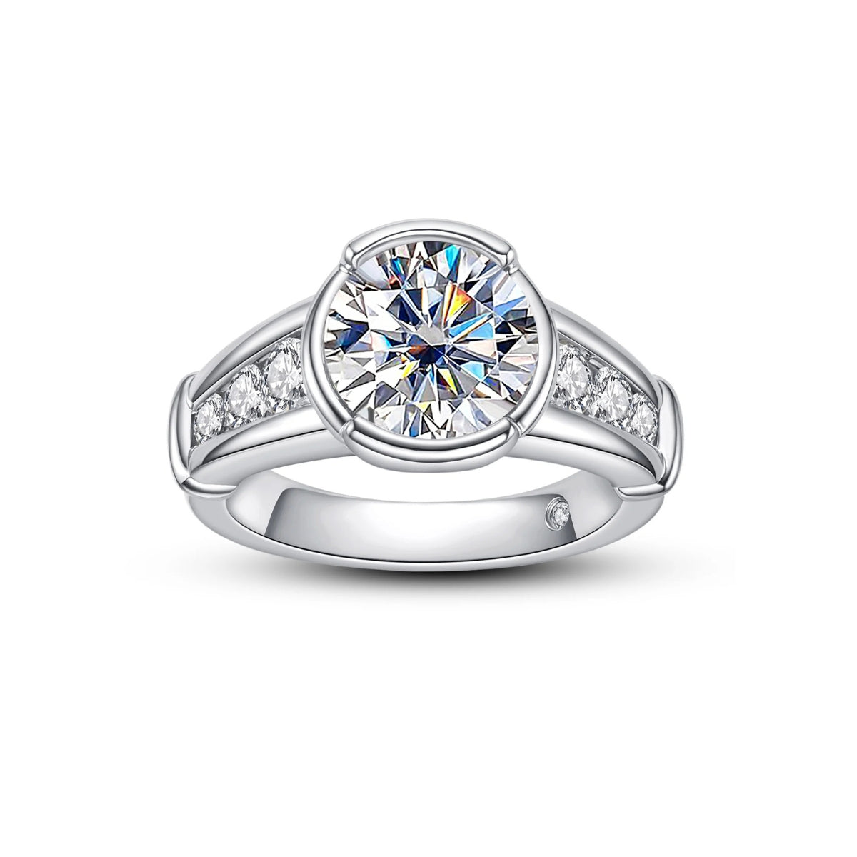 3 CT Round Cut Moissanite Engagement Ring
