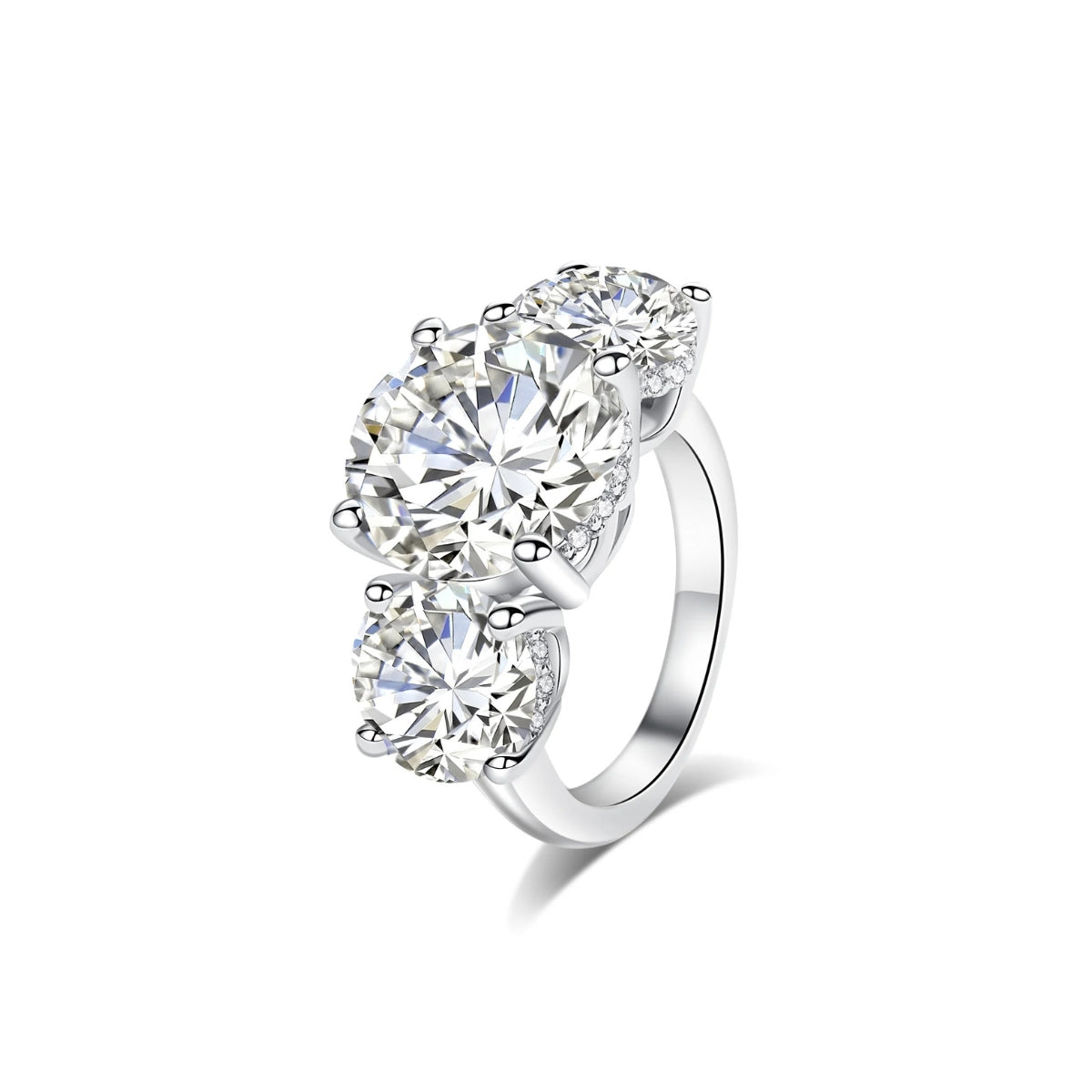 11 CTTW Round Cut Moissanite Engagement Ring