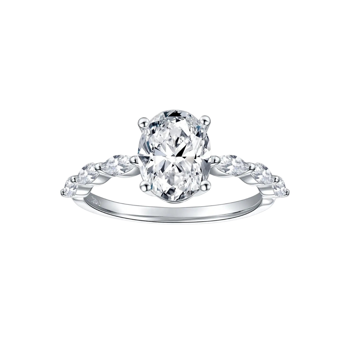 2CT Oval Cut Moissanite Engagement Ring | 18K Gold Plated