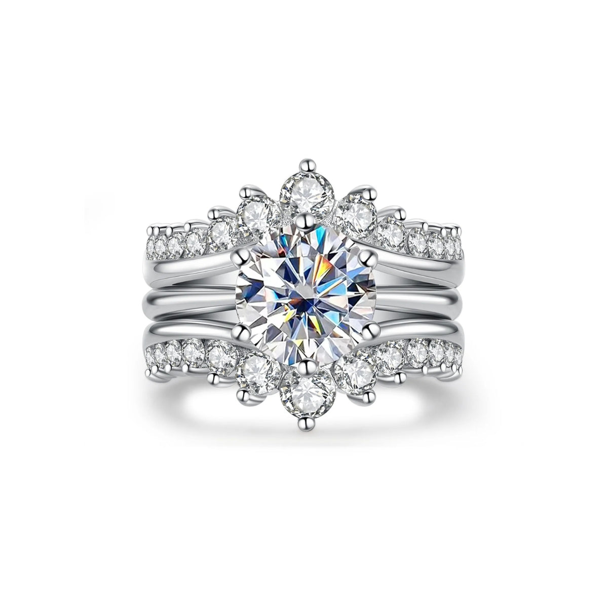 3 CT Round Cut Moissanite Engagement Bridal Set