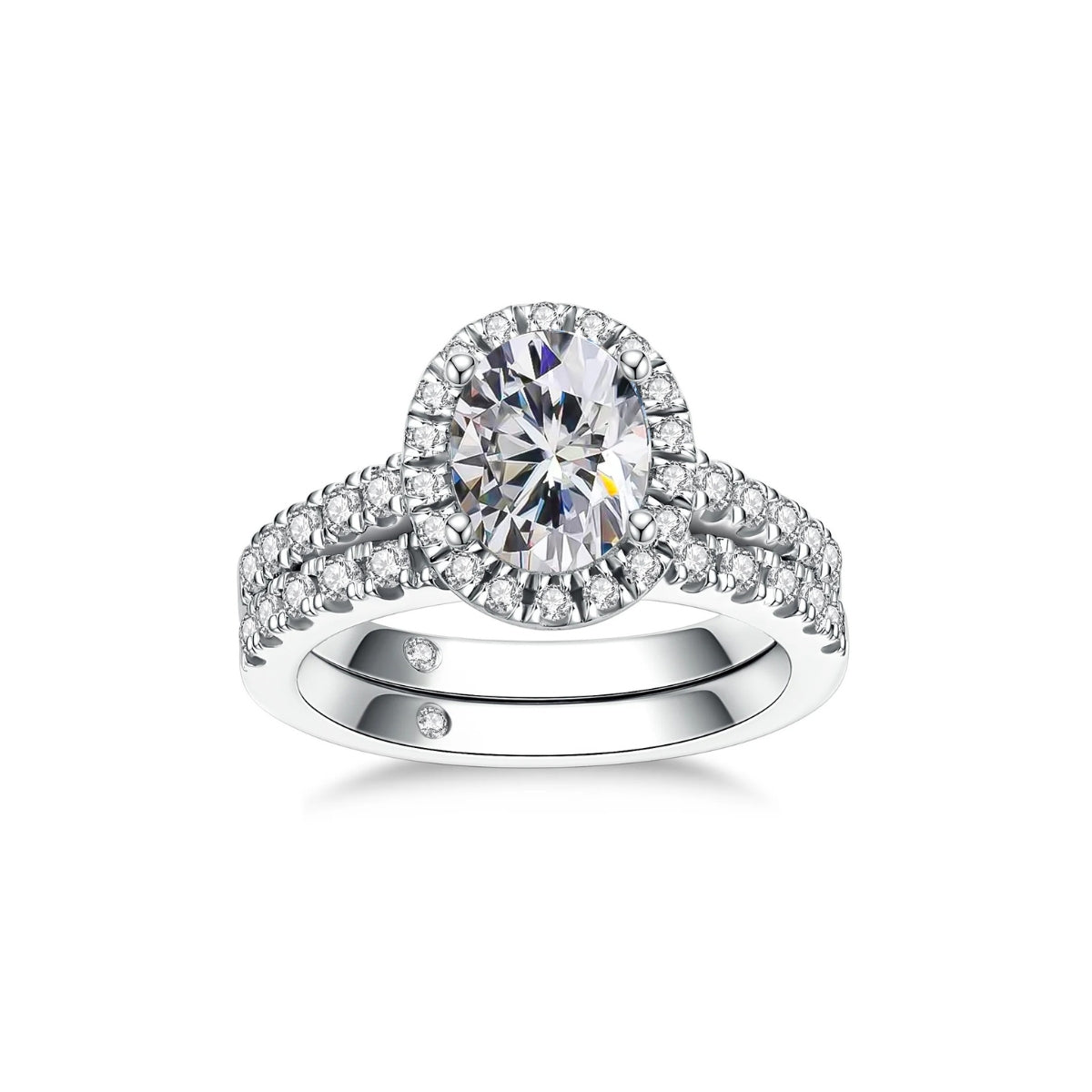 2 CT Oval Cut Moissanite Bridal Ring Set