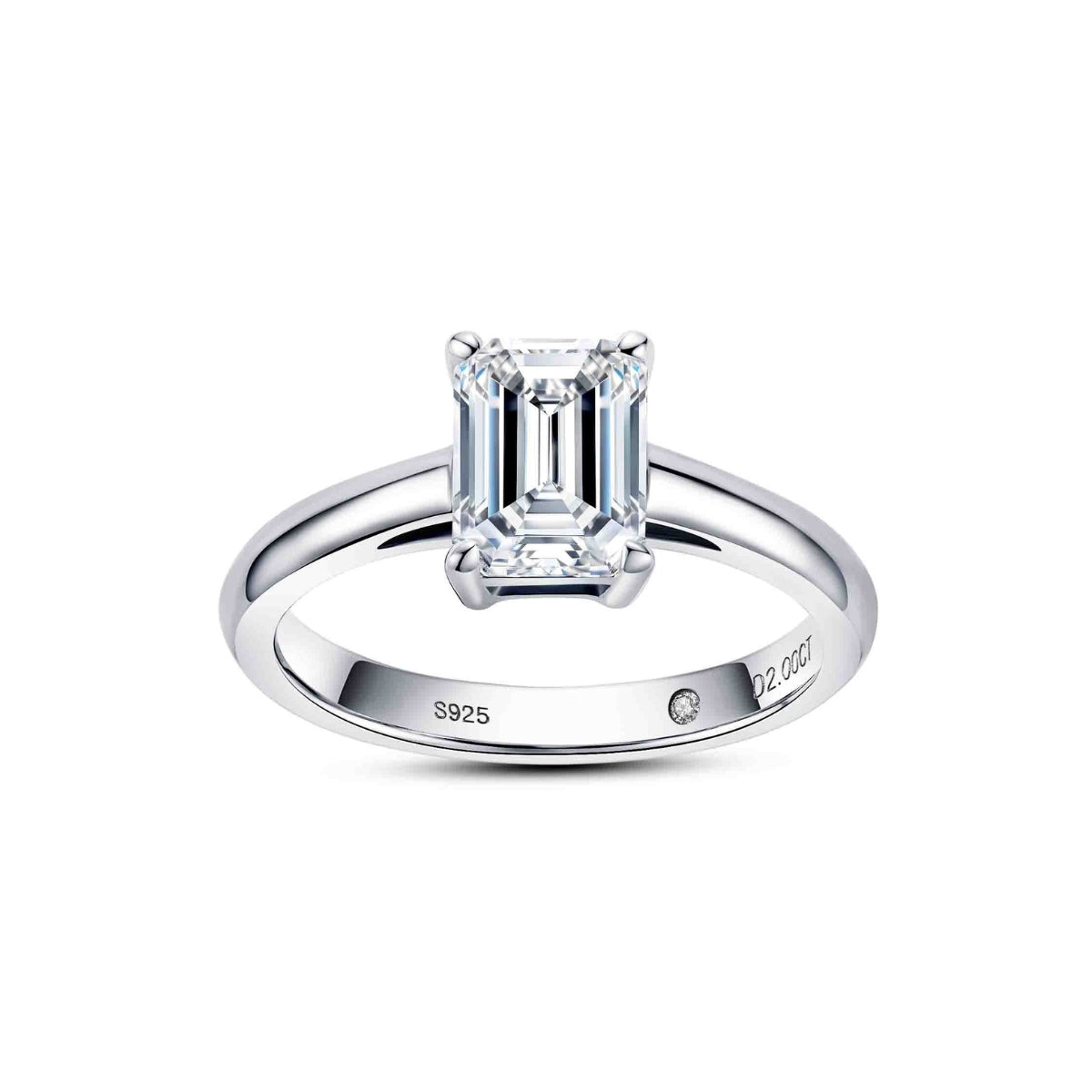 2 CT Emerald Cut Moissanite Engagement Ring