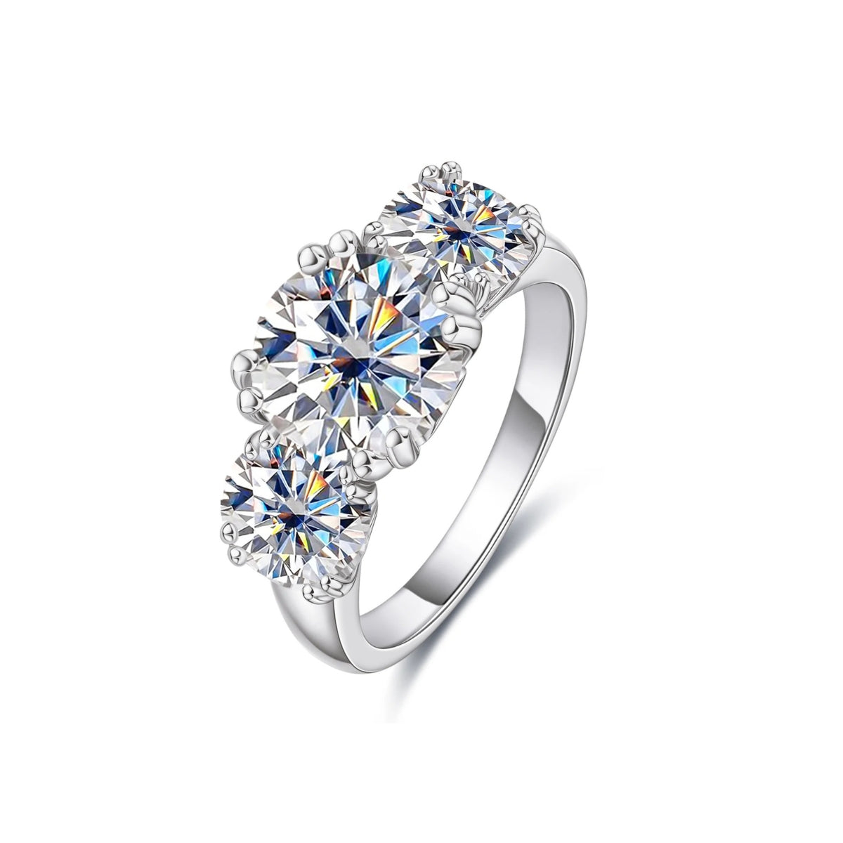 1.6 CTTW 3 Stone Moissanite Engagement Ring