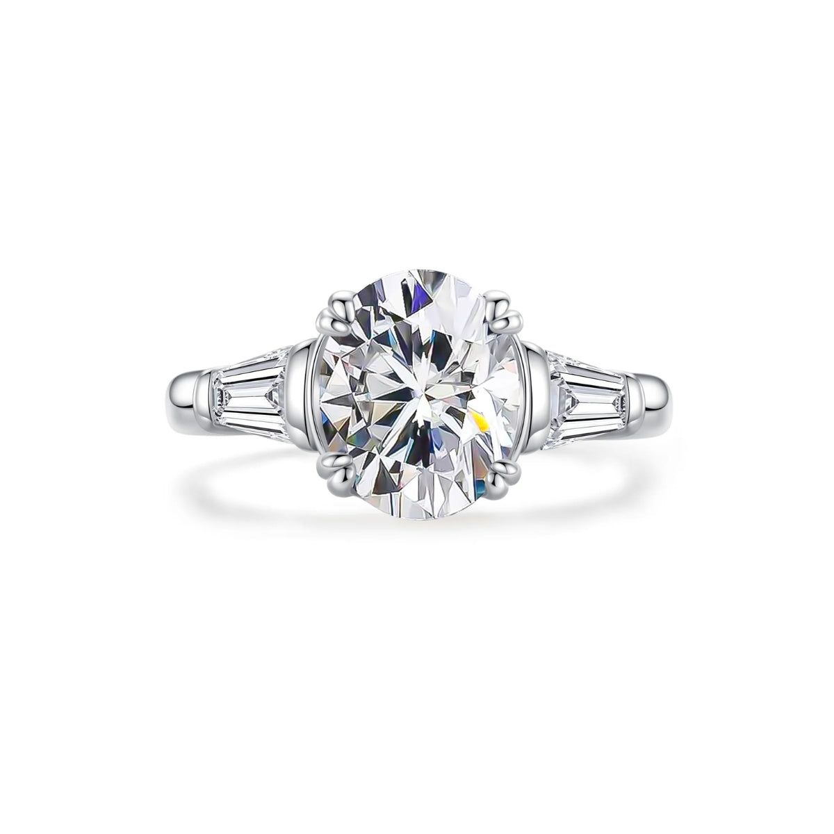 3.8 CTTW Oval Cut D Color Moissanite Engagement Ring