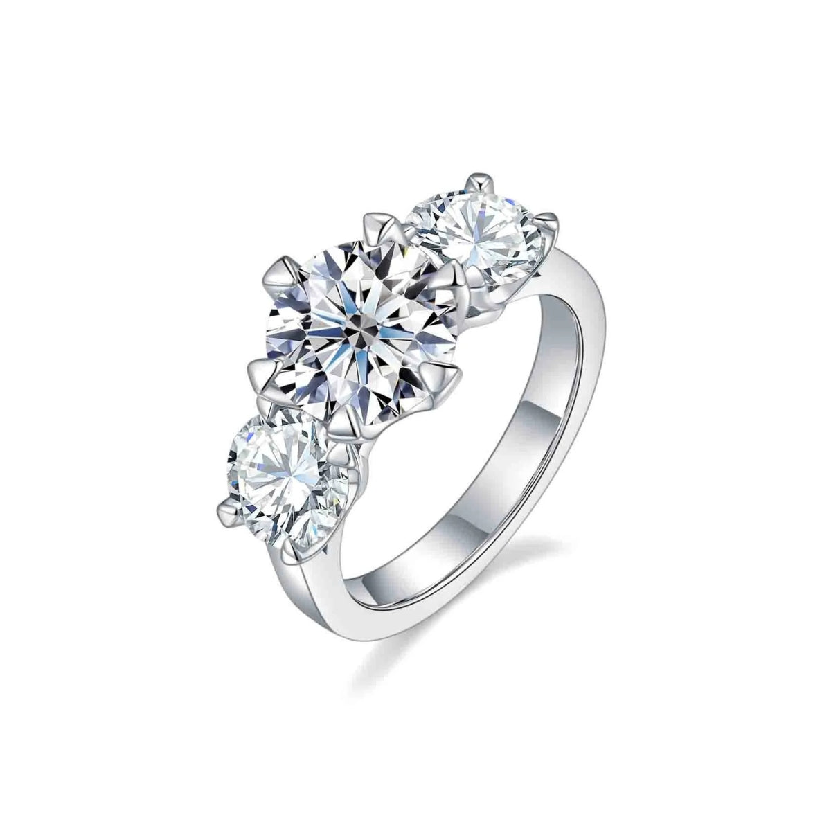 5 CTTW Three Stone Moissanite Engagement Ring