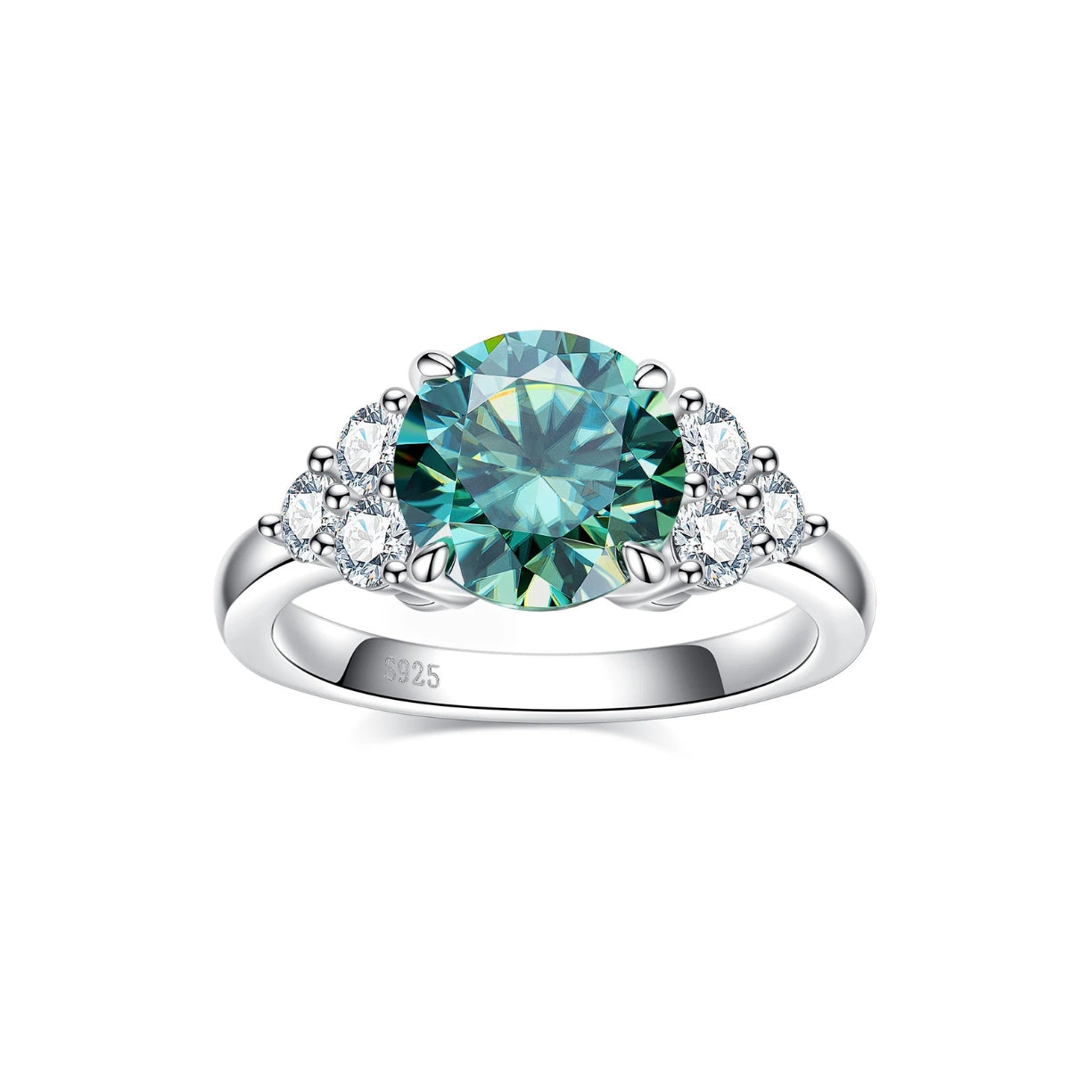 3 CT Round Cut Green Stone Moissanite Engagement Ring