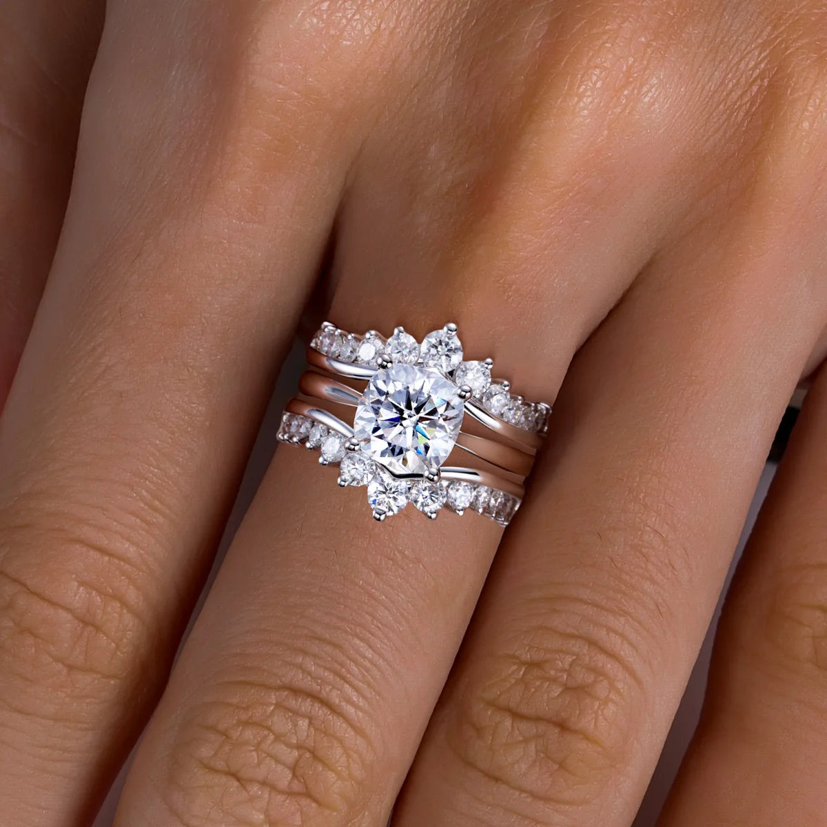 3 CT Cushion Cut Moissanite Bridal Ring Set