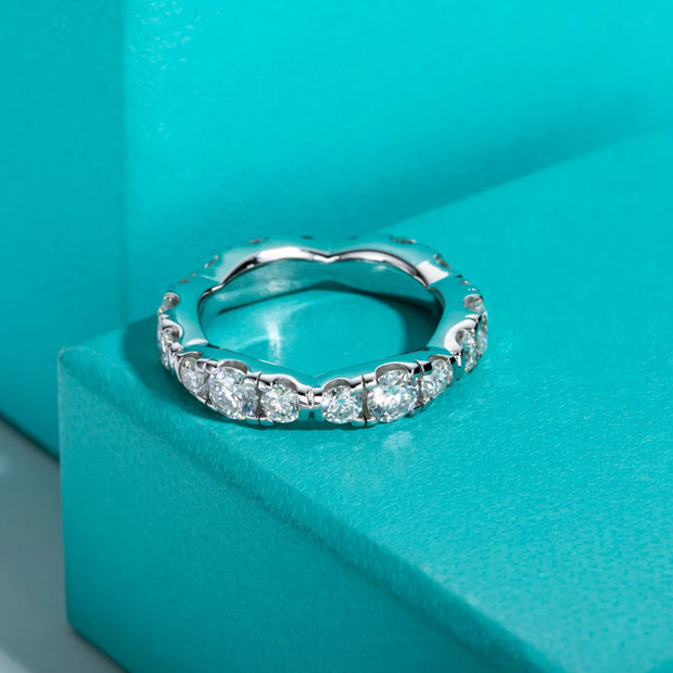 GK Moissanites 3mm/4mm D Color Moissanite Eternity Band Rings