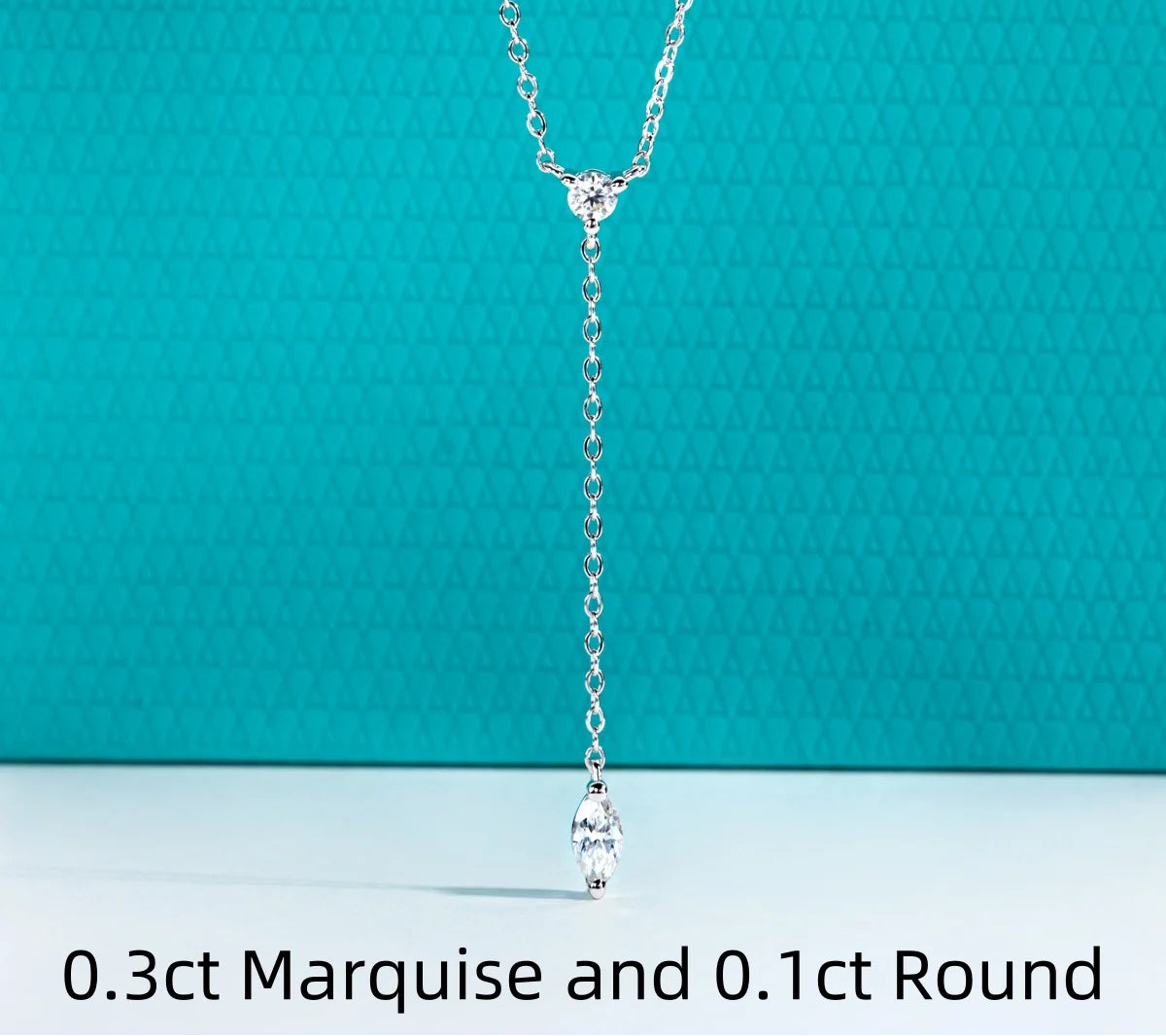 0.3 CT Marquise & 0.1 CT Round Cut Moissanite Pendant Necklace