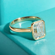 3CT Emerald Cut D Color Moissanite Engagement Ring.