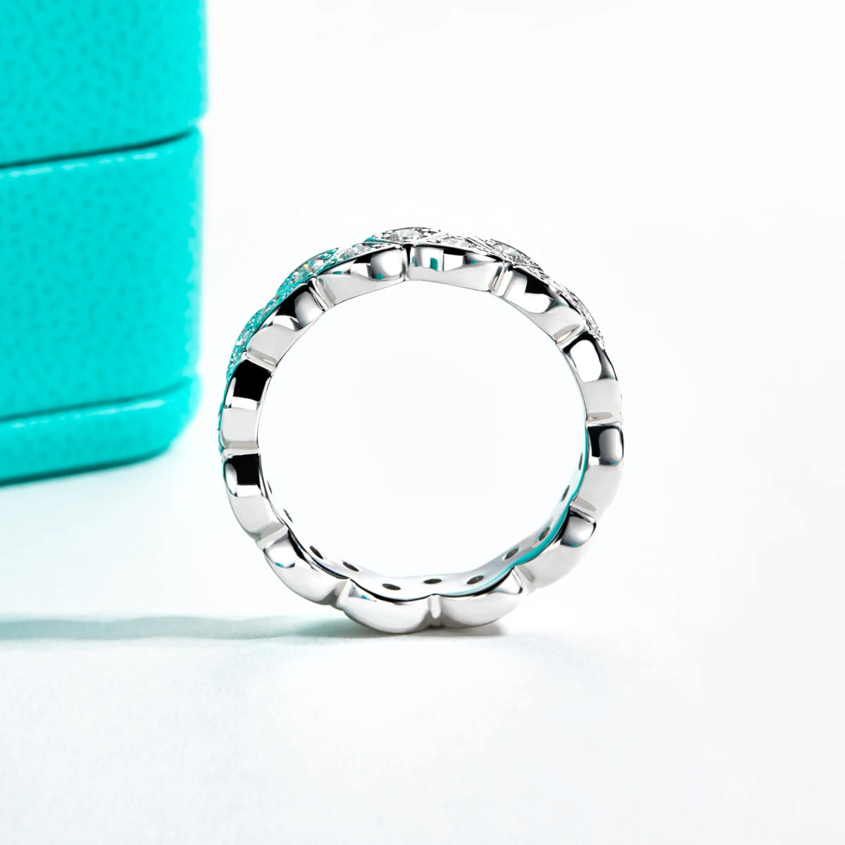 2 MM Leaf Eternity Moissanite Band Ring