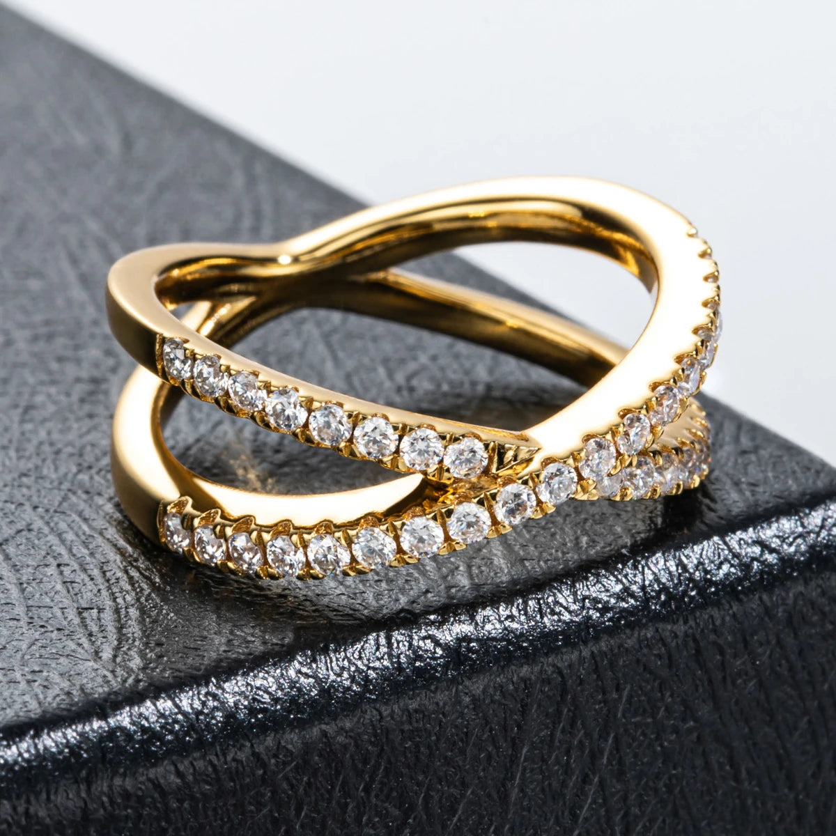 1.5 MM Moissanite X Crossover Wedding Bands