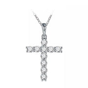 VVS1 3.5MM Round Cut Cross Pendant Necklace | S925.