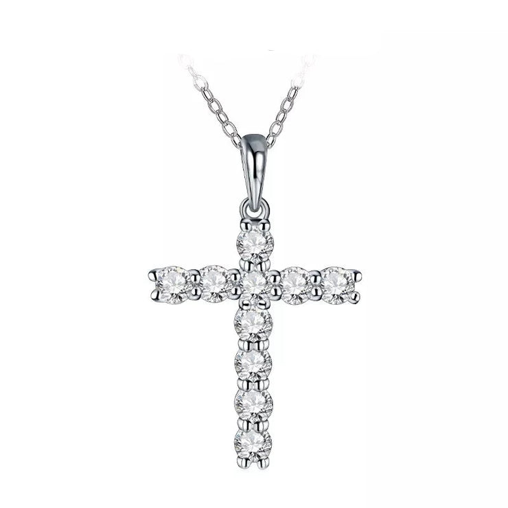 VVS1 3.5MM Round Cut Cross Pendant Necklace | S925.