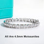4.5mm D Color Moissanite Diamond Silver Bracelet – 18K White Gold Plated Bezel Bangle.