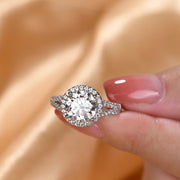 3.0ct D Color Round 18K White Gold Plated 925 Silver Moissanite Ring.